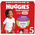 Huggies Size 6 Baby Diapers, Little Movers HuggFit 360° Baby Diapers with 360° Waistband, Size 6 (35+ lbs), 104 Count (2 Packs of 52), Packaging May Vary
