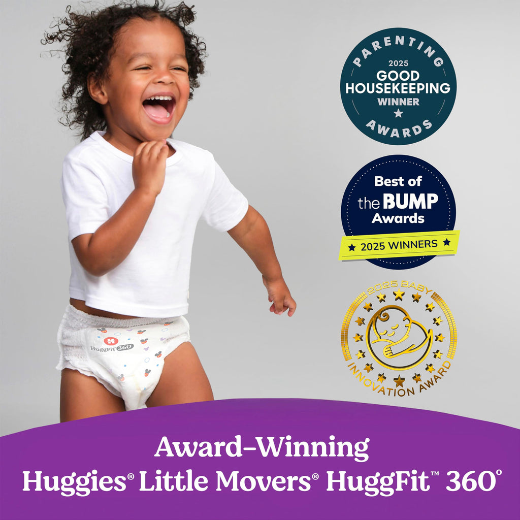 Huggies Size 6 Baby Diapers, Little Movers HuggFit 360° Baby Diapers with 360° Waistband, Size 6 (35+ lbs), 104 Count (2 Packs of 52), Packaging May Vary