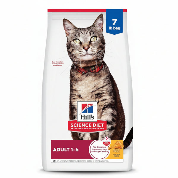Hill's Science Diet Adult 1-6, Adult 1-6 Premium Nutrition, Dry Cat Food, Chicken Recipe, 7 lb Bag