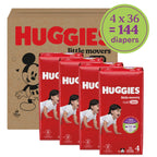 Huggies Size 6 Baby Diapers, Little Movers HuggFit 360° Baby Diapers with 360° Waistband, Size 6 (35+ lbs), 104 Count (2 Packs of 52), Packaging May Vary