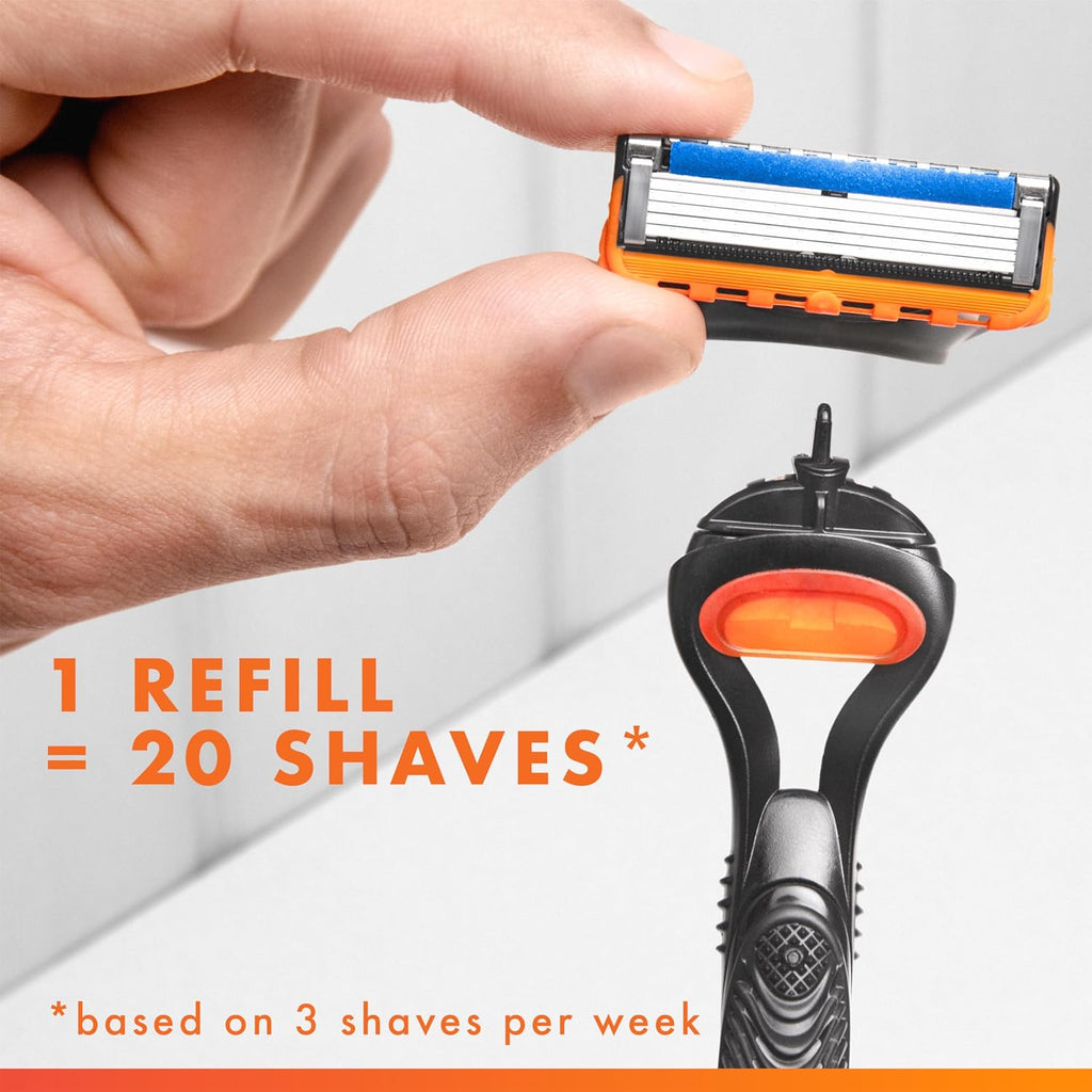 Gillette Fusion5 Razors for Men, 1 Razor, 4 Blade Refills, Lubrastrip for a More Comfortable Shave