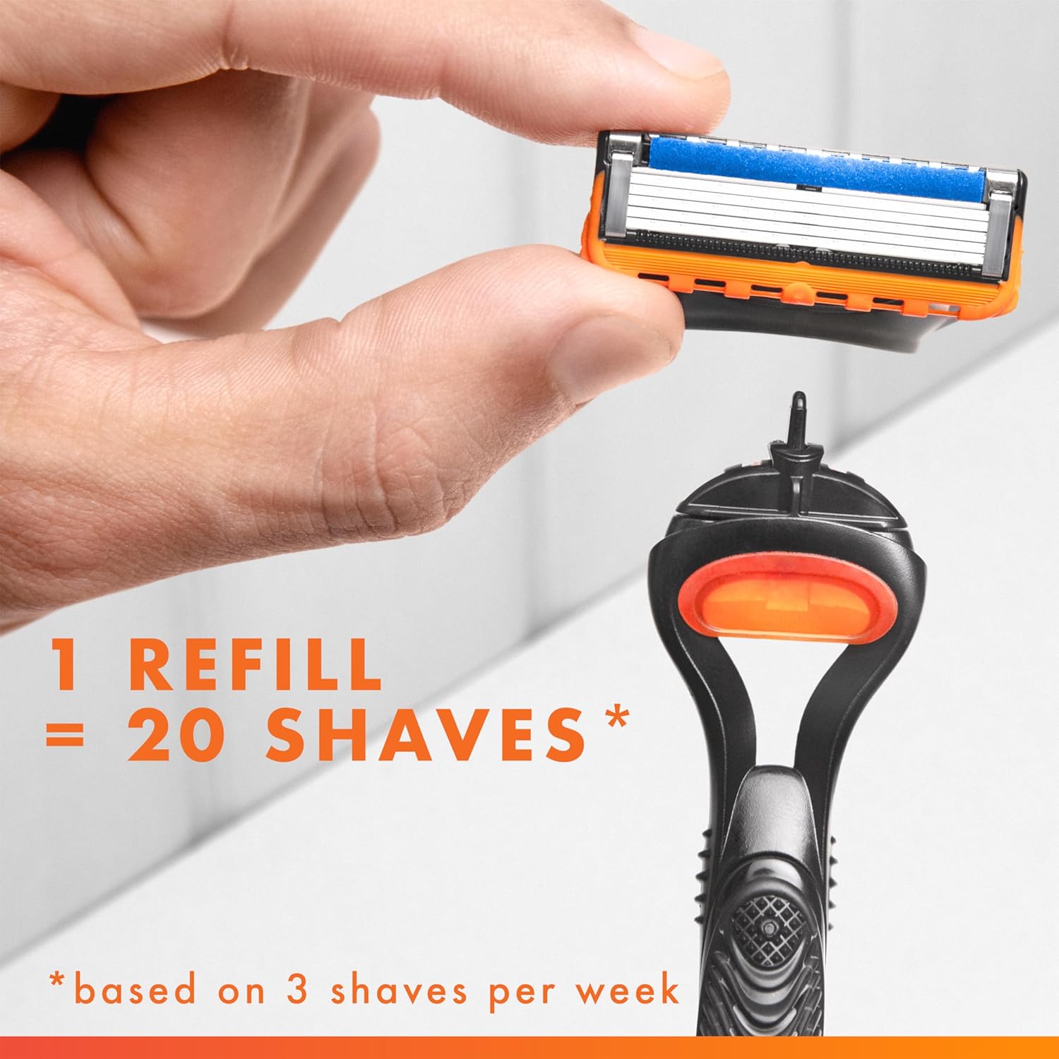 Gillette Fusion5 Razors for Men, 1 Razor, 4 Blade Refills, Lubrastrip for a More Comfortable Shave