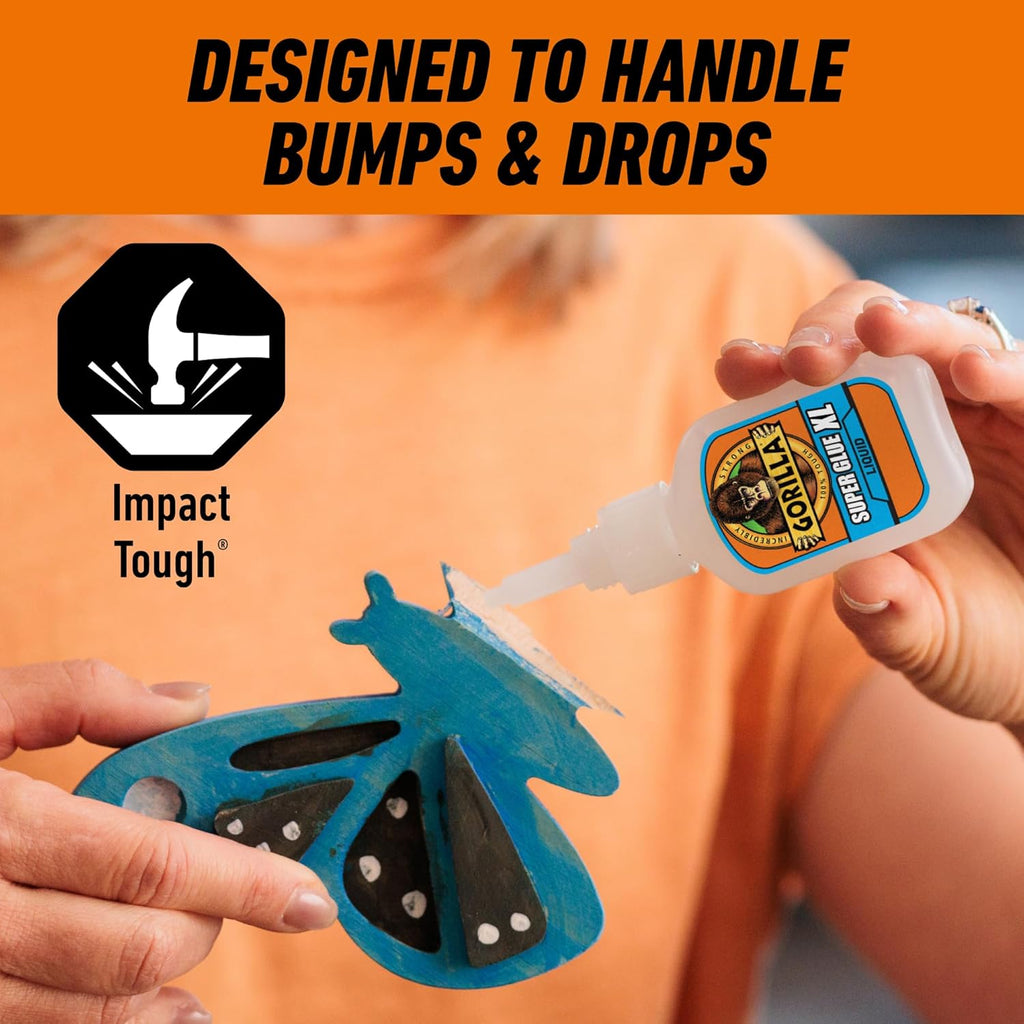 Gorilla Super Glue XL, Clear Glue, 25 Gram (Pack of 2) - All Purpose and Fast Setting for Projects and Repairs