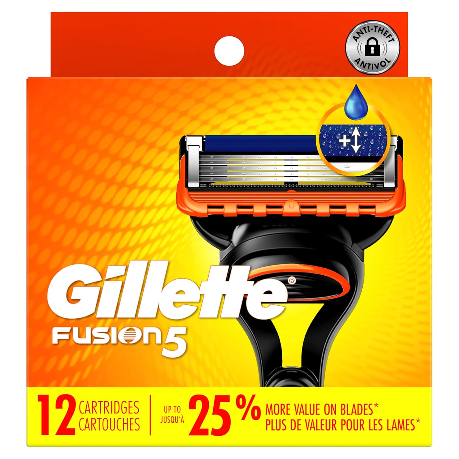 Gillette Fusion5 Razor Blade Refills for men- 12 Count – 5-Bladed with Lubrication Strip and Precision Trimmer