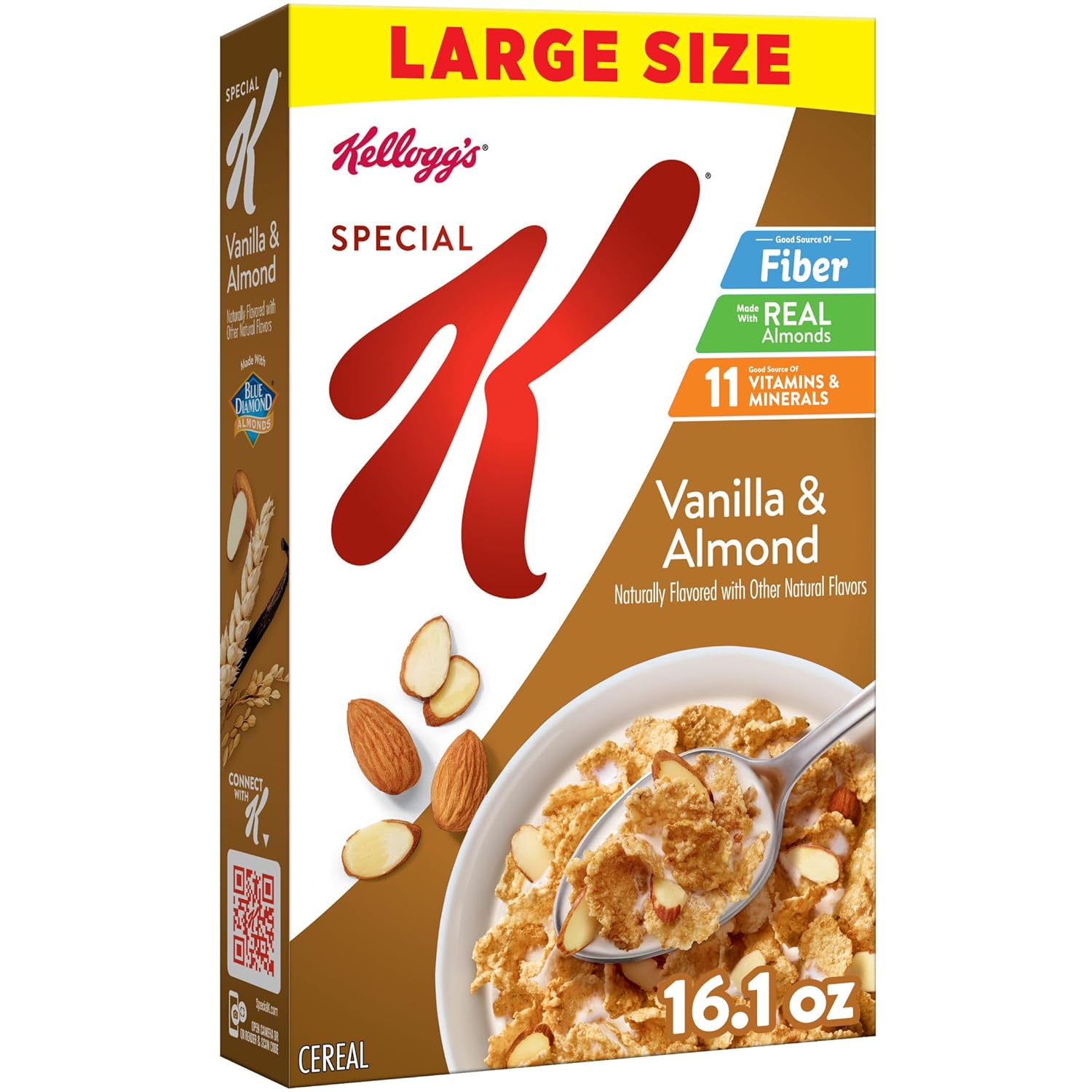 Kellogg's Special K Vanilla and Almond Breakfast Cereal, Good Source of Fiber, Large Size, 16.1 oz