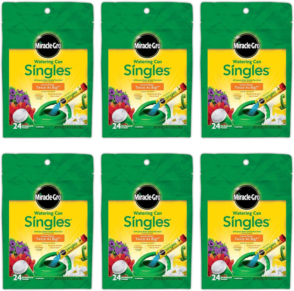 Miracle-Gro Watering Can Singles All Purpose Water Soluble Plant Food, For Flowers, Vegetables, Houseplants, Trees, Indoor and Outdoor Plants, 24 Packets