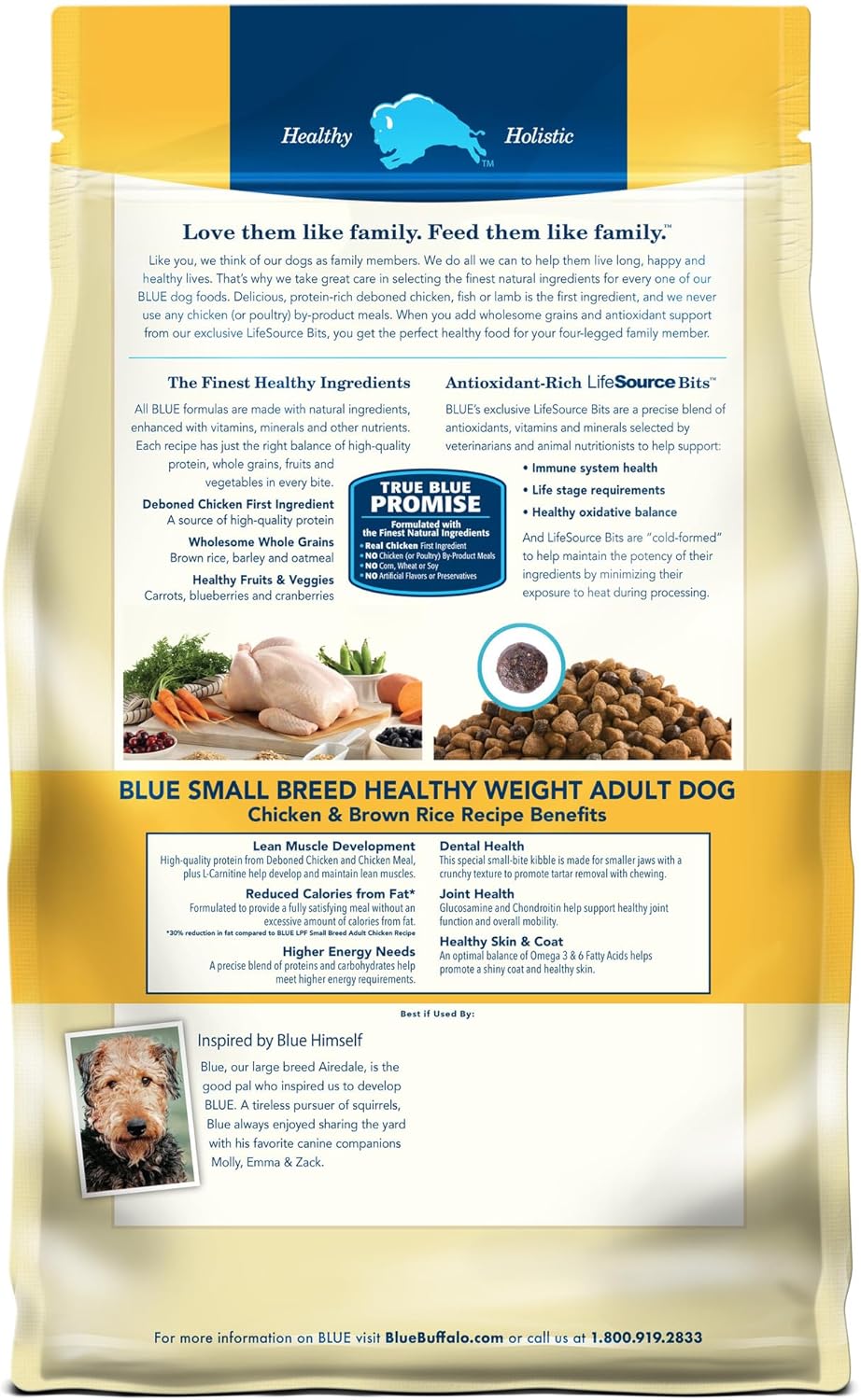 Blue Buffalo Life Protection Formula Healthy Weight Natural Small Breed Dry Dog Food, Supports an Ideal Weight, Made with Natural Ingredients, Chicken & Brown Rice Recipe, 15-lb Bag