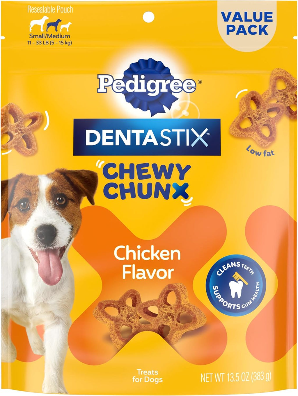 Pedigree Dentastix Chewy Chunx Small & Medium Dog Treats Chicken Flavor, 13.5 oz. Bag