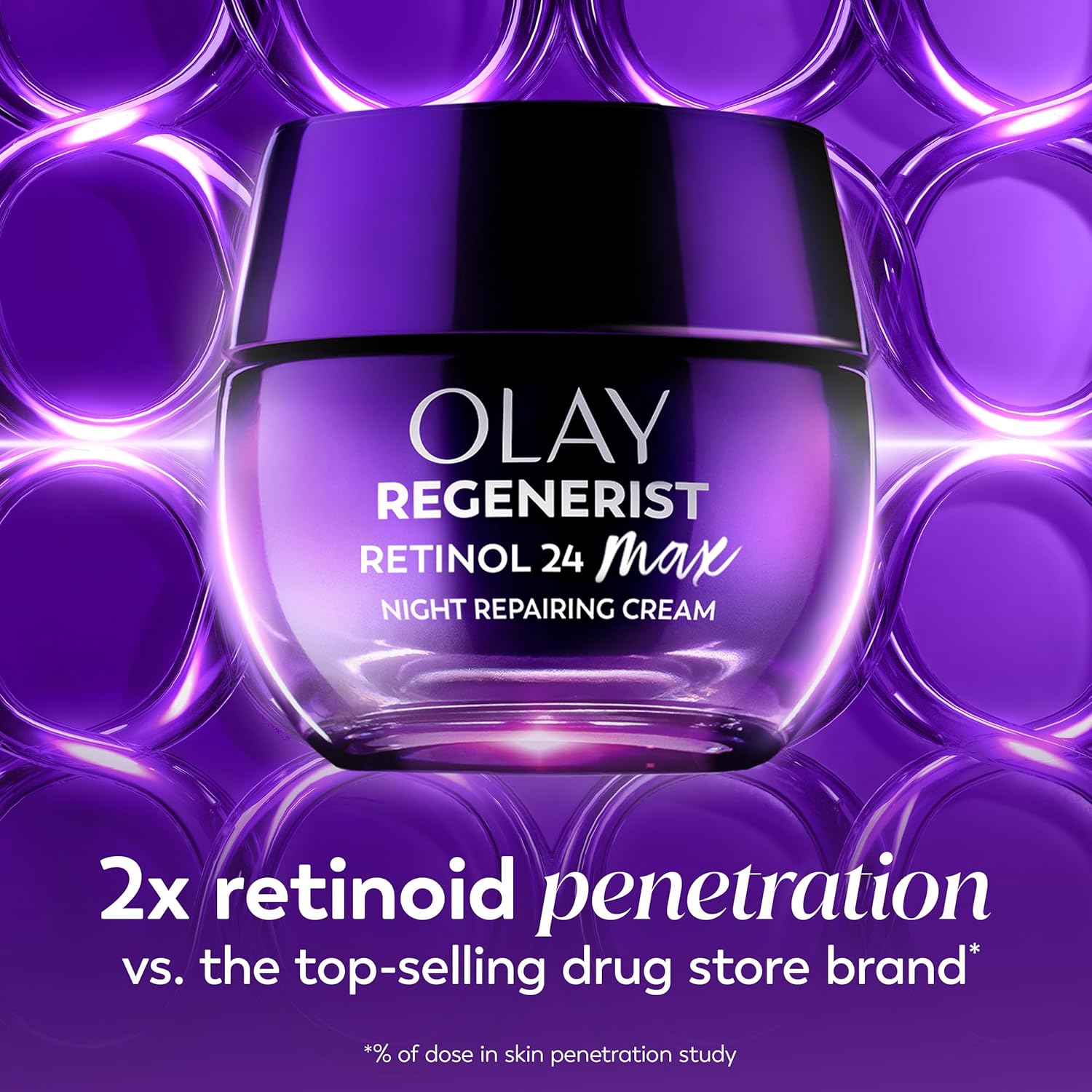 Olay Retinol Night Cream for Women, MAX, Anti-Aging Face Mousturizer, Fragrance-Free, Non Greasy - Anti-Wrinkle, Smooth Fine Lines, Hydrating Skin Care - Triple Collagen Cream, Niacinamide, 1.7oz