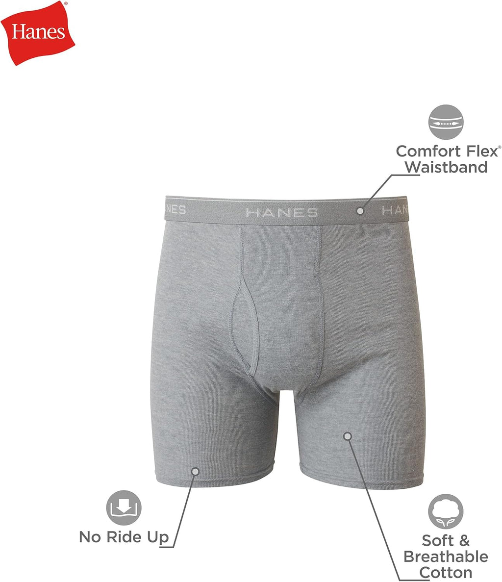 Hanes Men's Underwear Boxer Briefs Pack, Cool & Breathable Cotton Moisture-Wicking Underwear for Men, No Ride Up