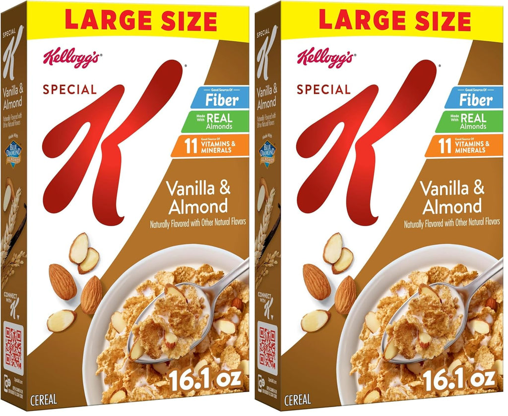 Kellogg's Special K Vanilla and Almond Breakfast Cereal, Good Source of Fiber, Large Size, 16.1 oz