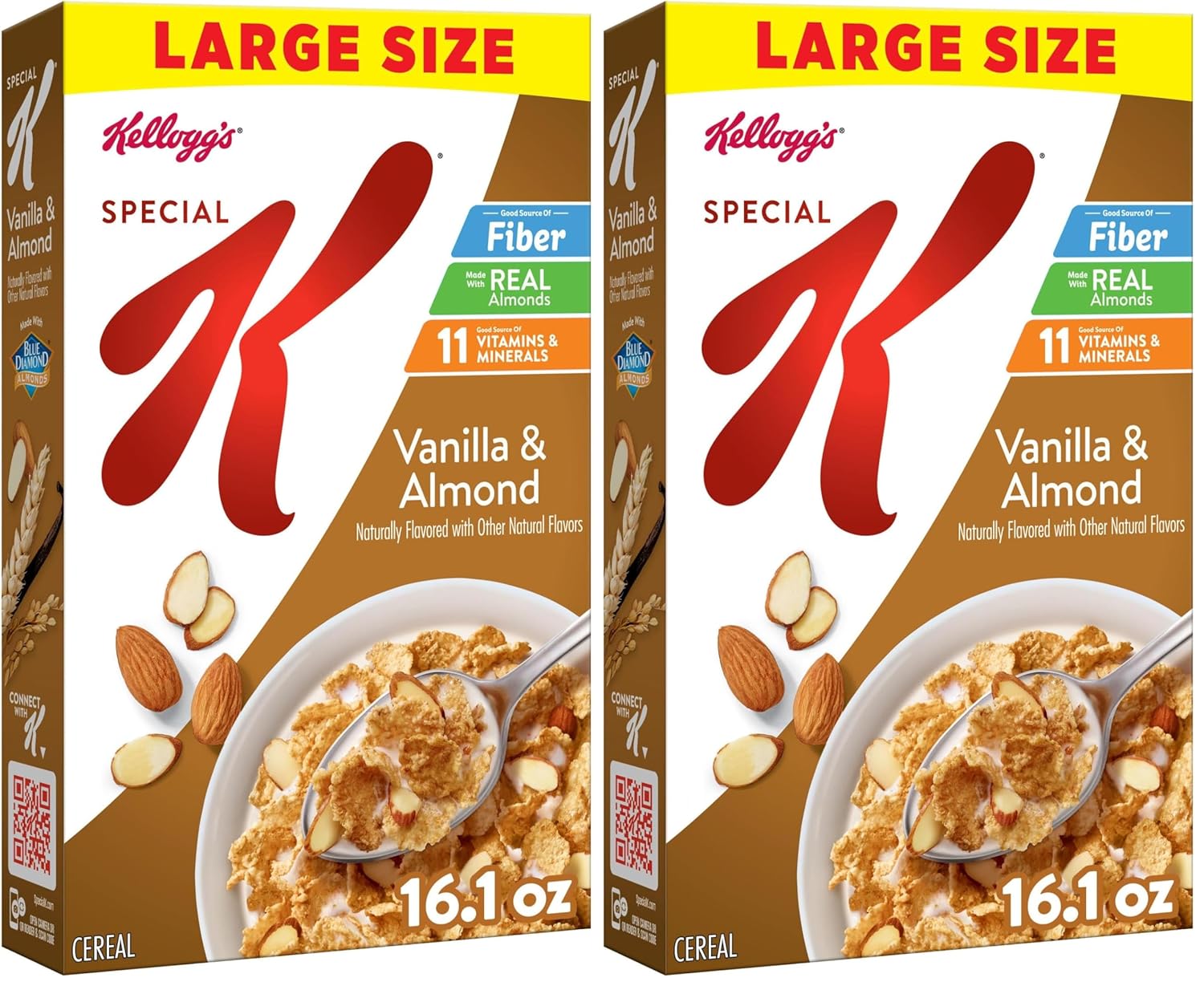 Kellogg's Special K Vanilla and Almond Breakfast Cereal, Good Source of Fiber, Large Size, 16.1 oz