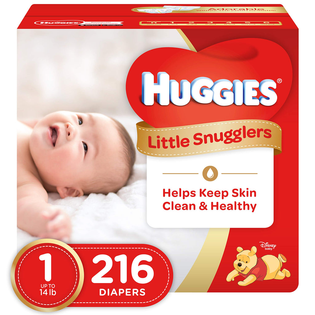 Huggies Size 1 Diapers, Little Snugglers Diapers, Size 1 (8-14 lbs), 198 Count (6 Packs of 33), Packaging May Vary