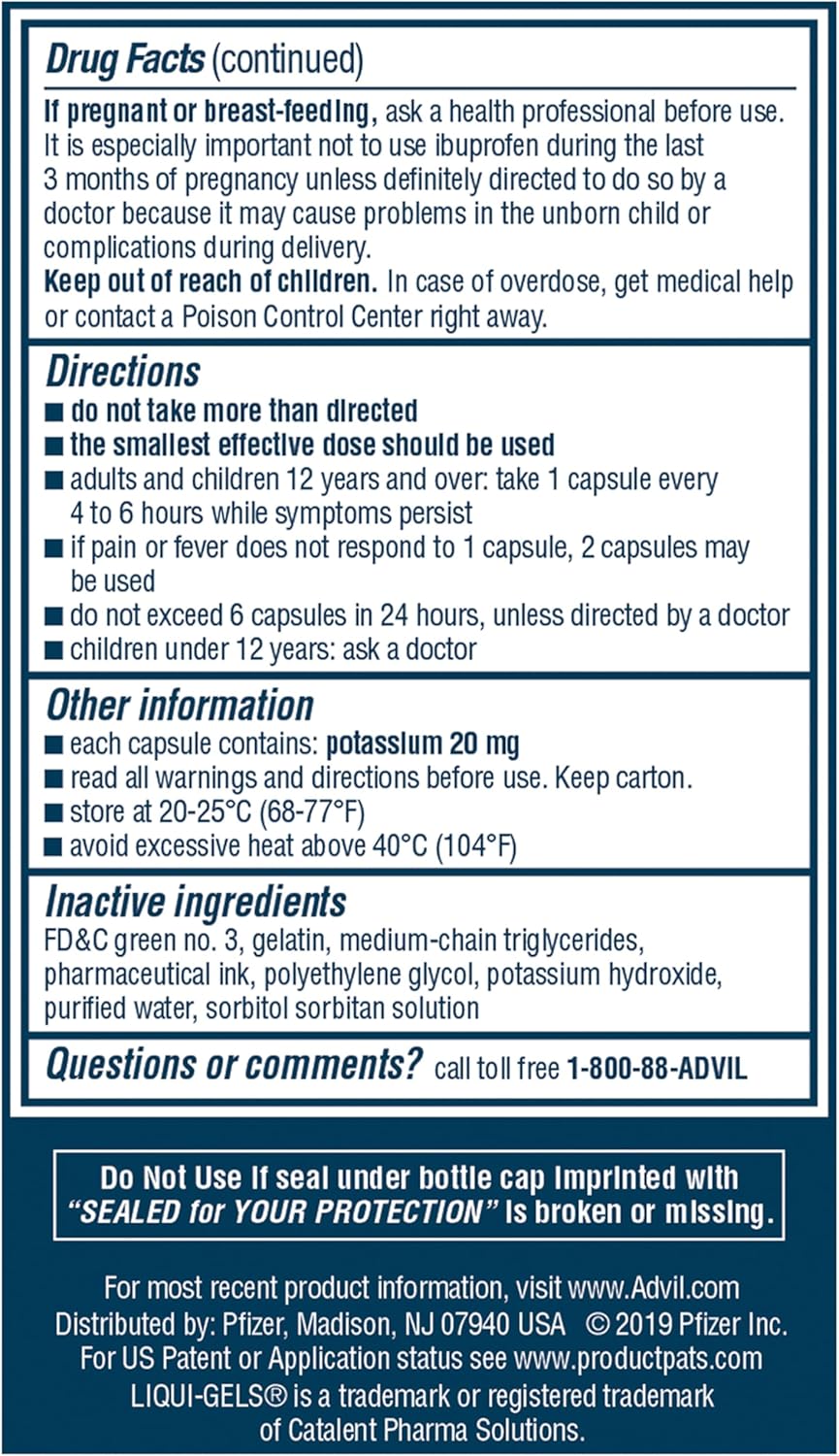 Advil Liqui-Gels Minis Pain Reliever and Fever Reducer, Pain Medicine for Adults with Ibuprofen 200mg for Pain Relief - 80 Liquid Filled Capsules