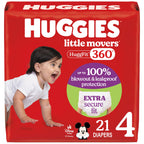 Huggies Size 6 Baby Diapers, Little Movers HuggFit 360° Baby Diapers with 360° Waistband, Size 6 (35+ lbs), 104 Count (2 Packs of 52), Packaging May Vary
