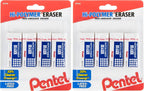 Pentel Hi-Polymer Block Eraser Small White, Pack of 4 (ZEH05BP4)