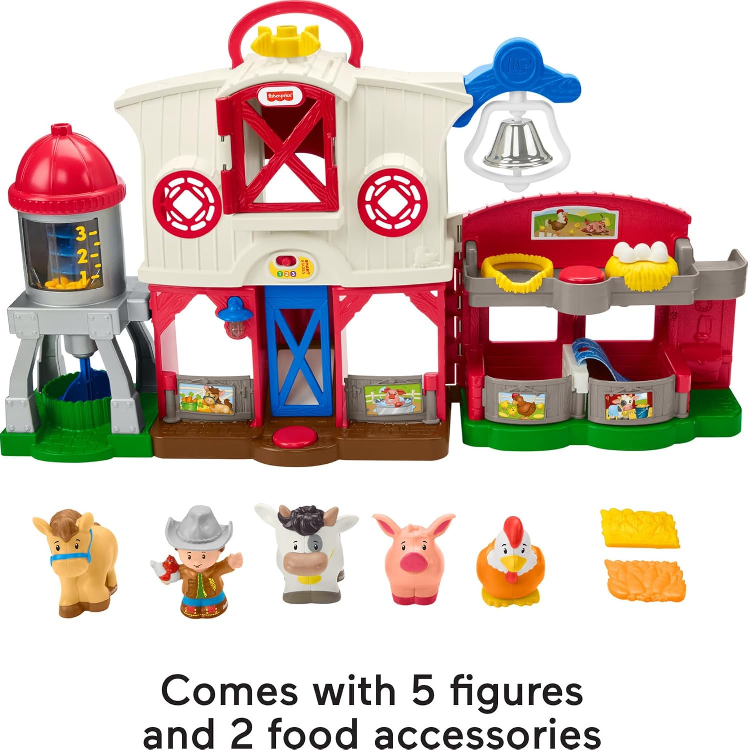 Fisher-Price Little People Toddler Learning Toy Caring for Animals Farm Playset with Smart Stages for Pretend Play Kids Ages 1+ years (Amazon Exclusive)