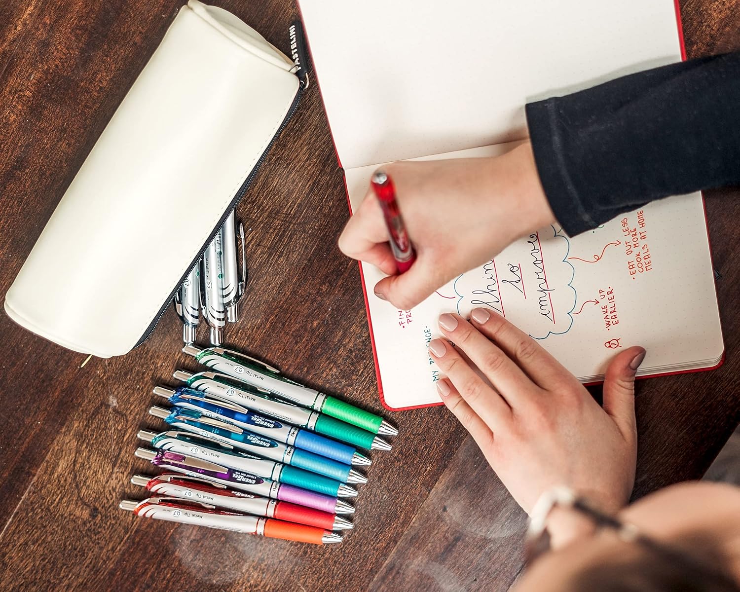 Pentel EnerGel RTX Retractable Liquid Gel Pens, (0.7mm), Assorted Colors, Ultimate Writing Pens, Best Writing Pens for Office, School and Journaling, Pack of 12