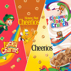 General Mills Cereal Variety Pack, Lucky Charms, Cinnamon Toast Crunch, Cheerios, and Honey Nut Cheerios, 8 Single Serve Pouches, 9.14 oz