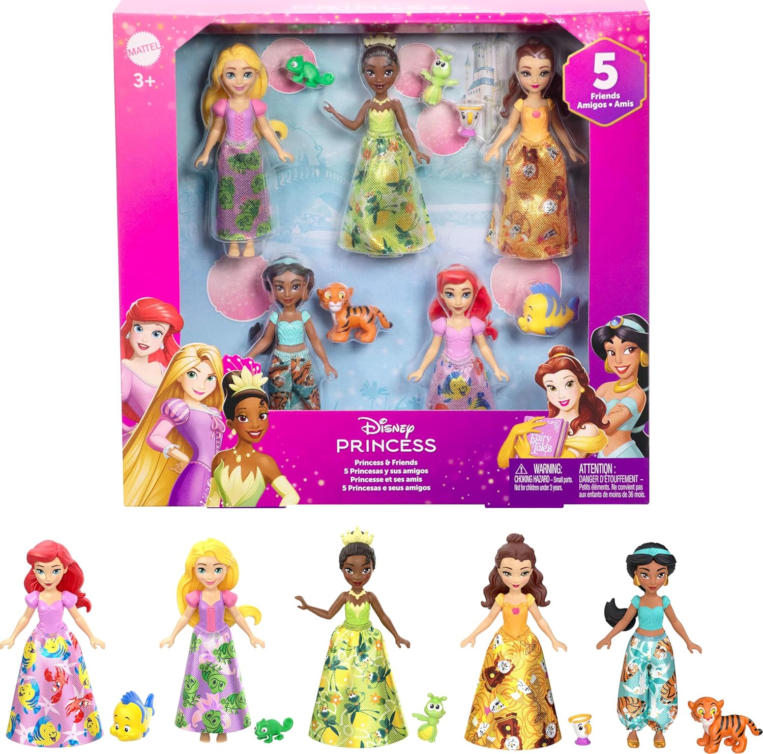 Mattel Disney Princess Toys, Ultimate Princess Pack with 12 Small Posable Dolls in Signature Outfits, Collectibles Inspired by Disney Movies