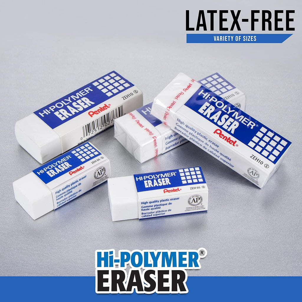 Pentel Hi-Polymer Block Eraser Small White, Pack of 4 (ZEH05BP4)