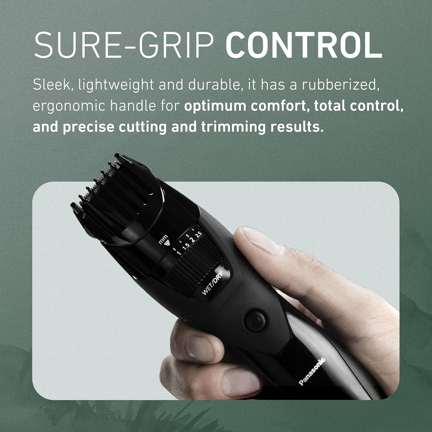 Panasonic Cordless Beard Trimmer for Men with Precision Dial, 19 Adjustable Length Settings, Rechargeable Battery, Washable - ER-GB42-K (Black)