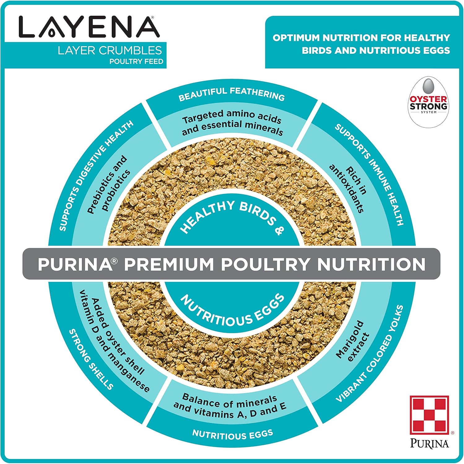Purina, Layena Crumbles, Chicken Feed for Laying Hens, 50 lbs
