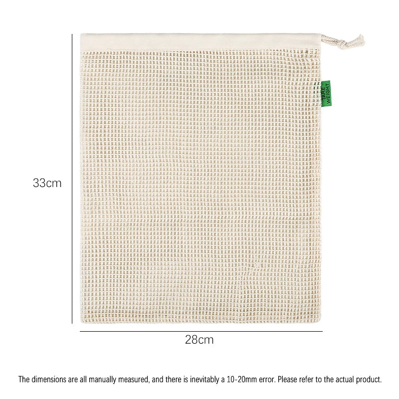 Weedi 3/6pack Reusable Cotton Mesh Produce Bags, Washable Grocery Bag Kitchen Fruit Vegetable