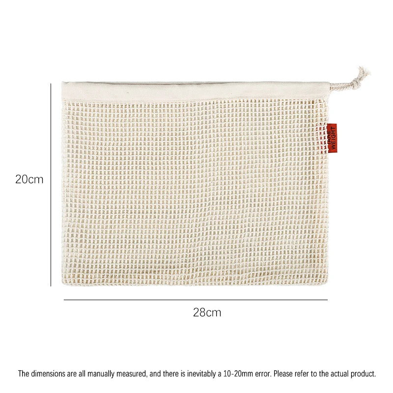 Weedi 3/6pack Reusable Cotton Mesh Produce Bags, Washable Grocery Bag Kitchen Fruit Vegetable