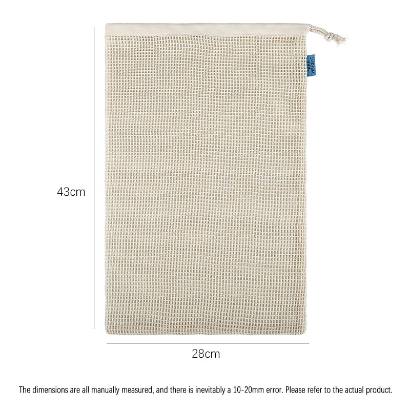 Weedi 3/6pack Reusable Cotton Mesh Produce Bags, Washable Grocery Bag Kitchen Fruit Vegetable