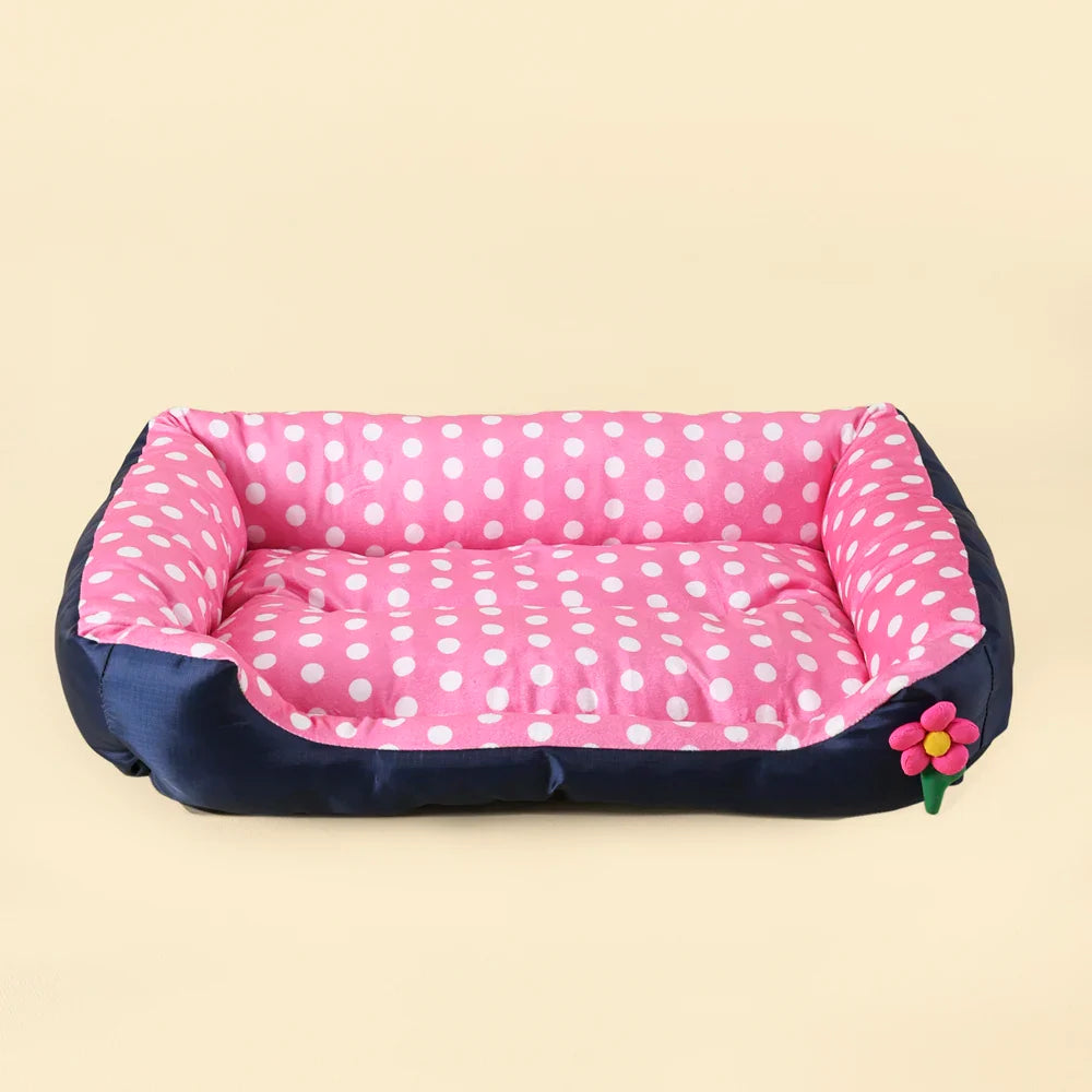 Square Large Dog Bed All Season Flower Soft Small Sofa Kennel for Puppy Mattress Spot Medium Pet Bed