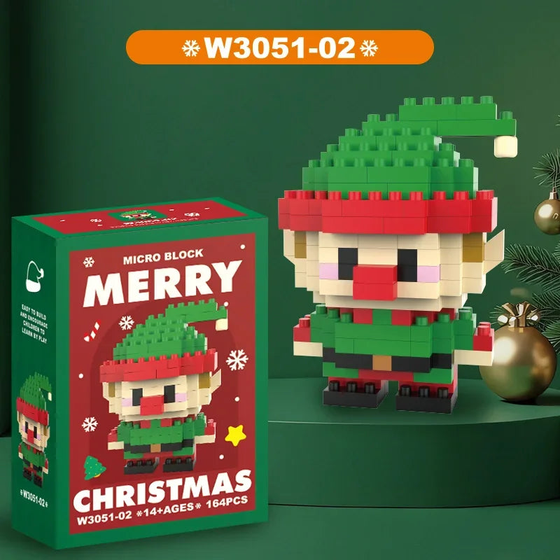 Christmas Gifts Building Block Series Santa Claus Reindeer Puzzle Assembly Bricks Table Decoration Toys