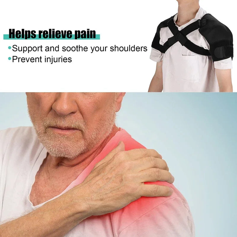 Adjustable Double Shoulder Brace Sports Shoulder Support Belt Back Pain Relief Double Bandage Cross
