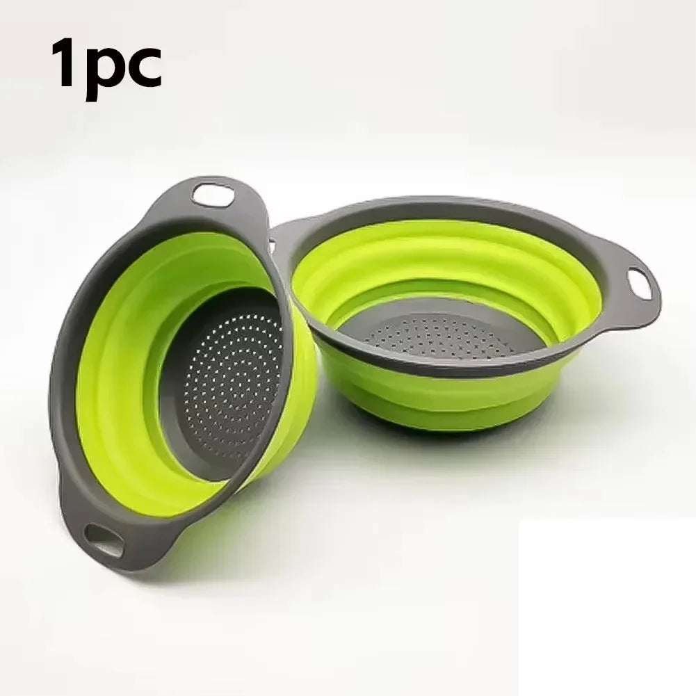 Silicone Folding Drain Basket Fruit Vegetable Washing Basket Foldable Strainer Colander Collapsible Drainer