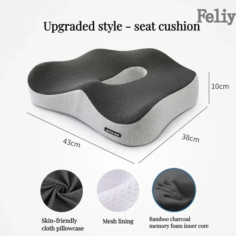 Memory Foam Office Chair Cushion Car Seat Support Pads Buttocks Pillow Massage Hips Orthopedic