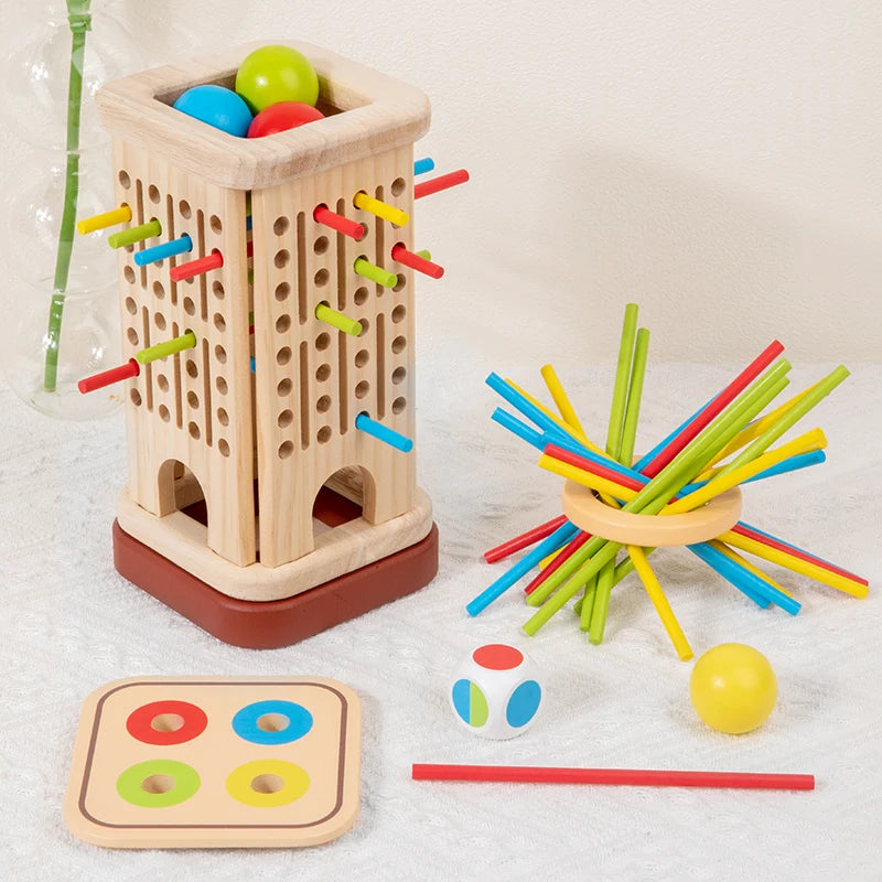 New 3in1 Parent child interactive wooden stick children's two person battle spatial thinking training puzzle toy