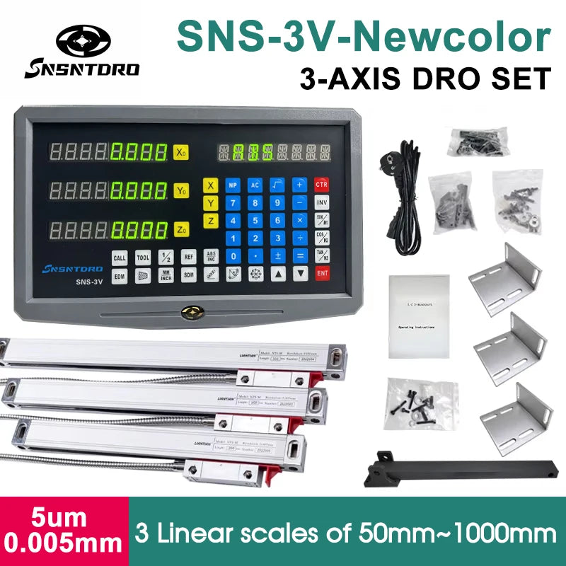New Colour Panel SNS-2V/3V Set Display AC90-260V & 50-1000mm Linear Glass Scale Encoder Grating