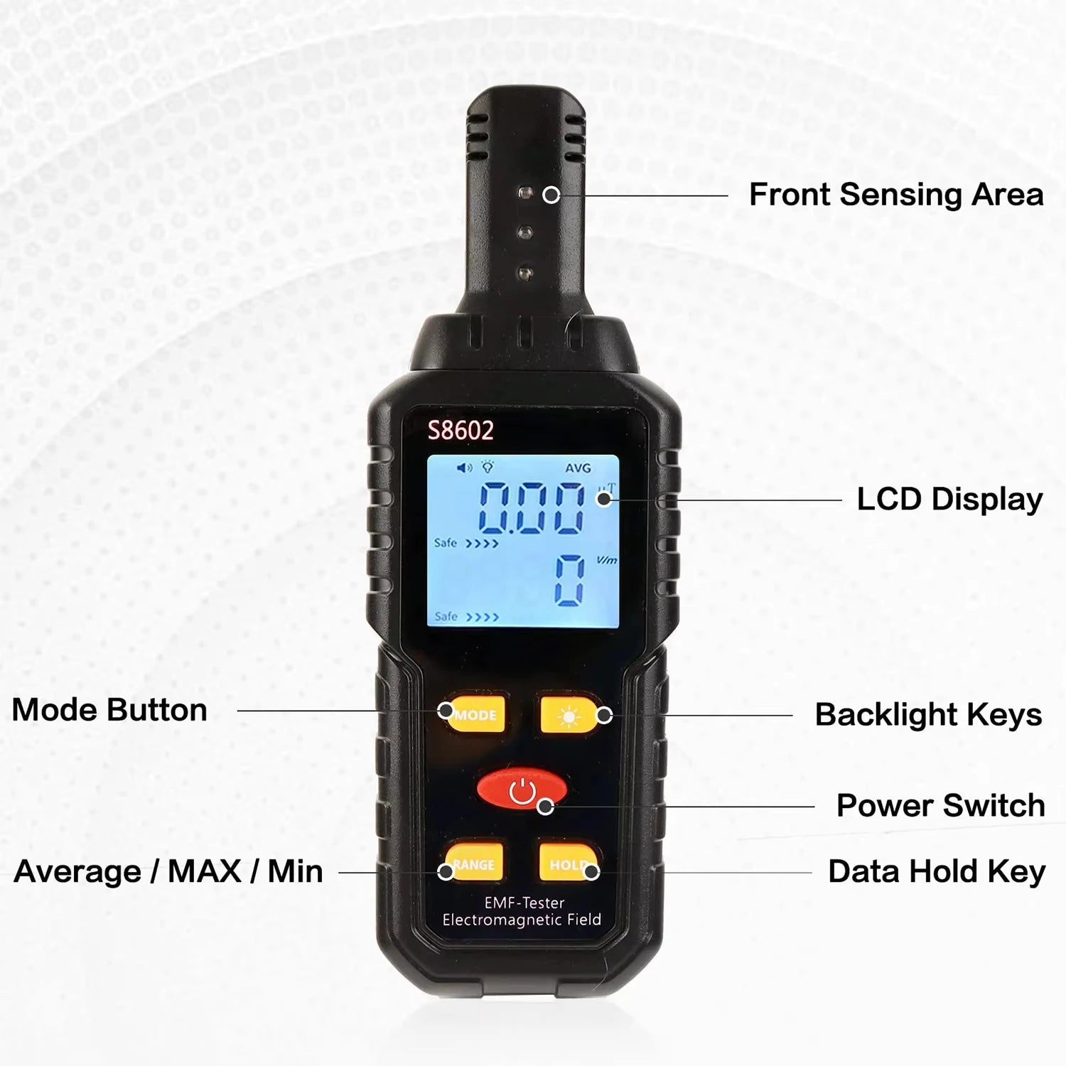 S8602 Digital 3‑in‑1 EMF Tester – Portable Rechargeable Radiation Detector for Electric Magnetic
