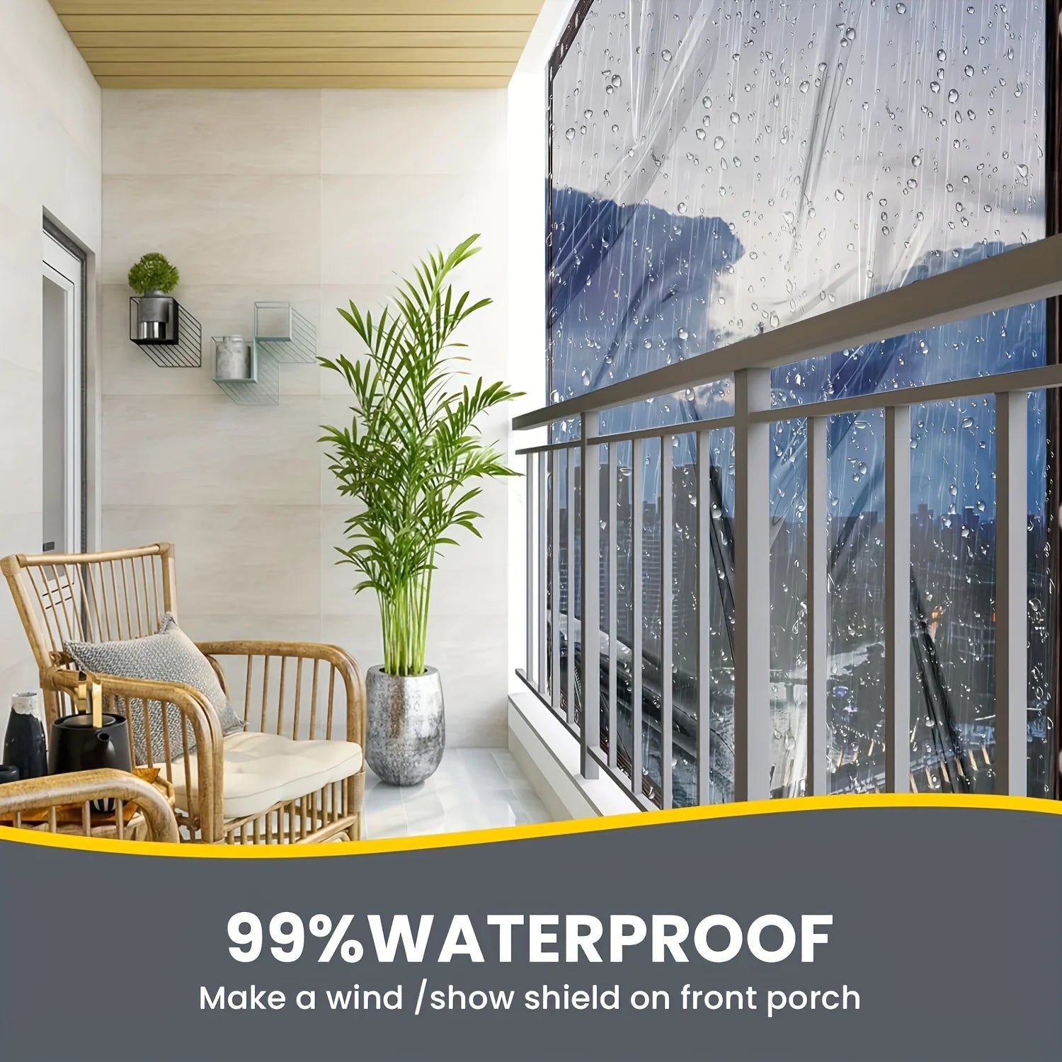 Clear Windproof Tarpaulin w/ Seal Ring. For Garden,Chicken Coop,Camping.Lightweight,Durable & Waterproof