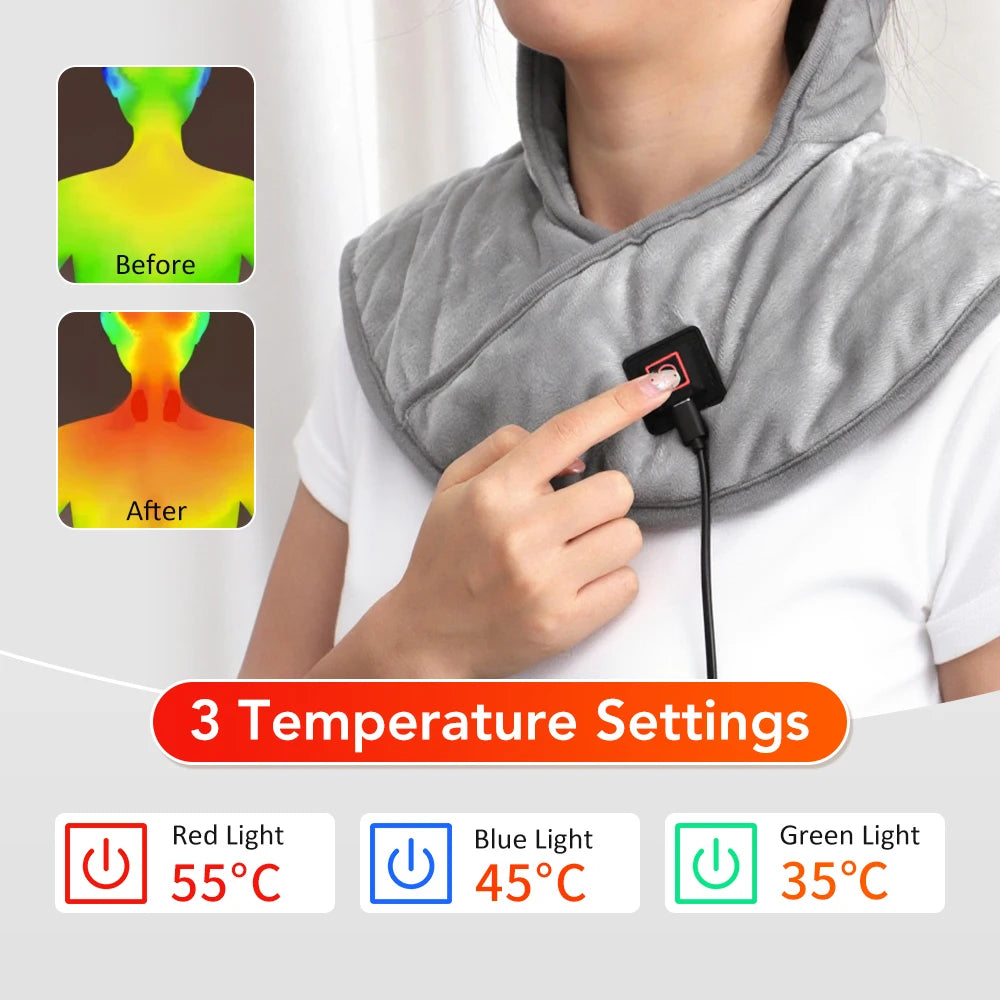 Electric Heating Shoulder Neck Pad Cervical Wrap 3 Gears Thermal Compress Shawl Household