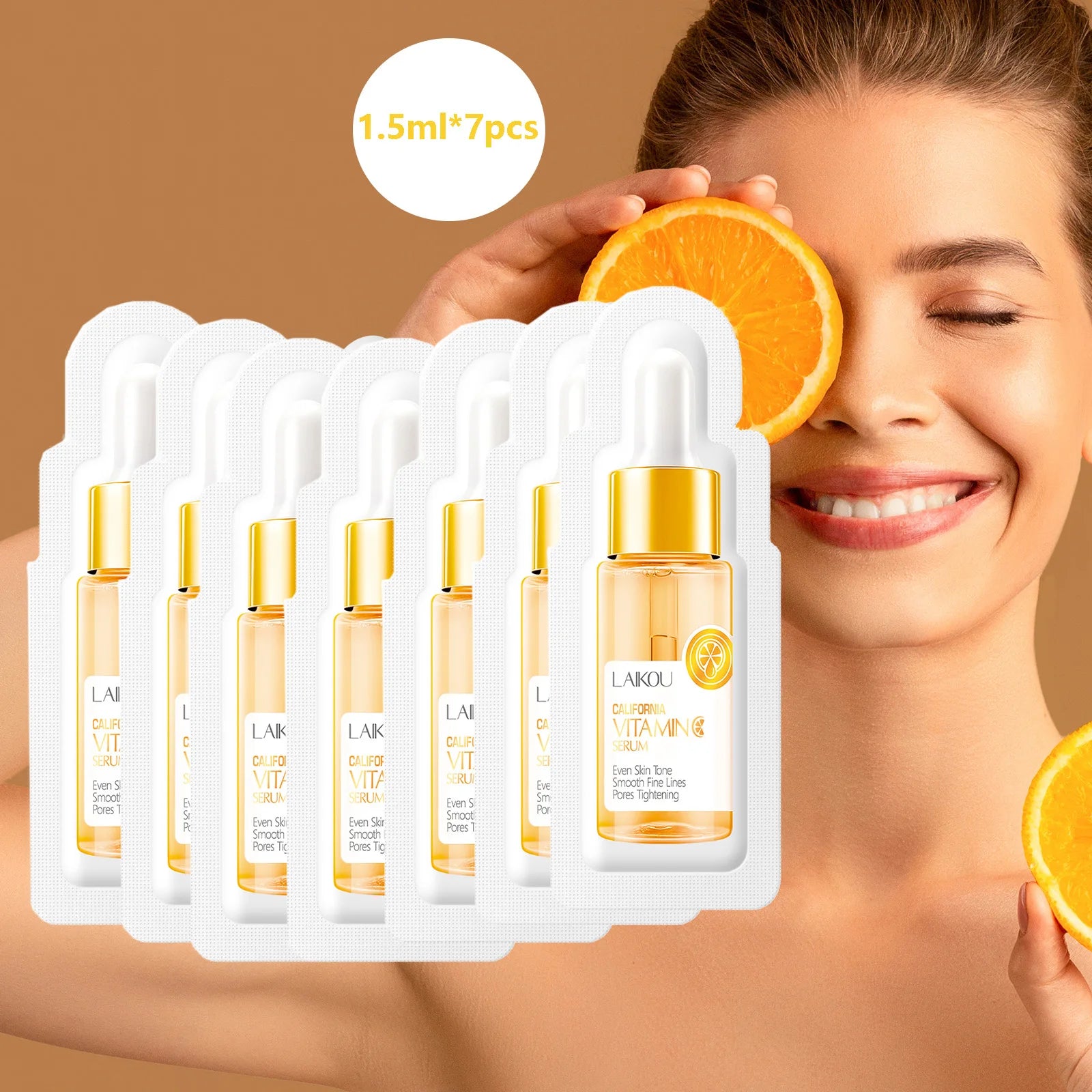 7pcs LAIKOU Vitamin C Deep Moisturizing Face Serum Nourishing Rejuvenation Skin Serum Shrink Pore