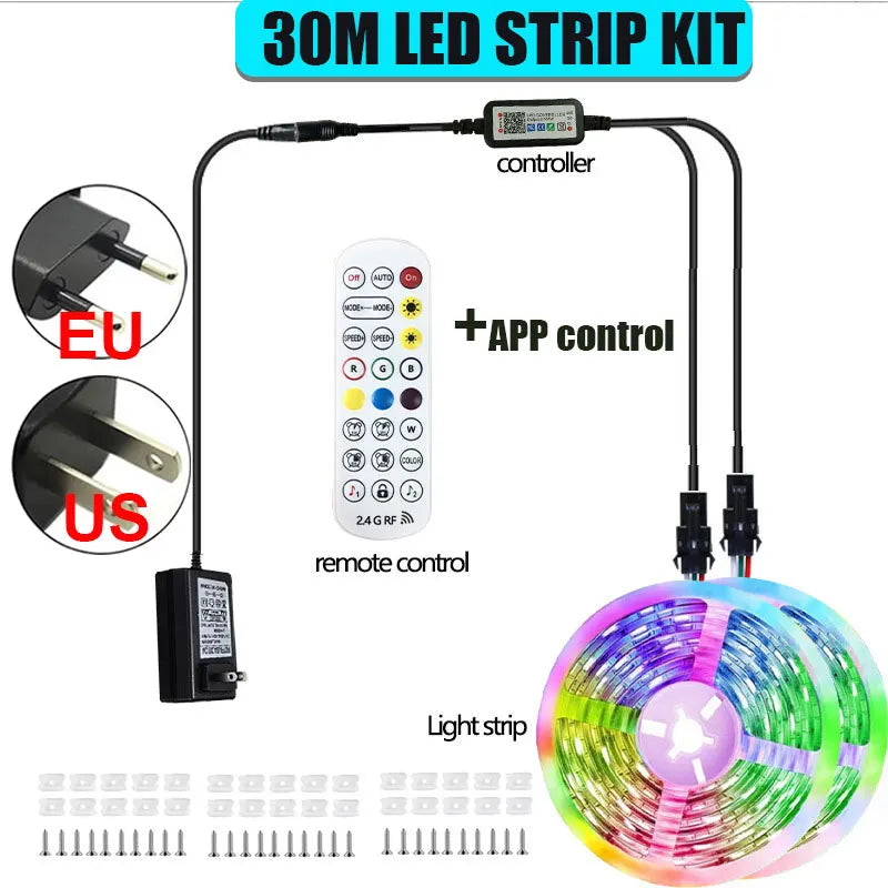 Outdoor Waterproof RGB-IC LED Strip Lights 24V Led Rope Lights Music Sync Color Changing Lights