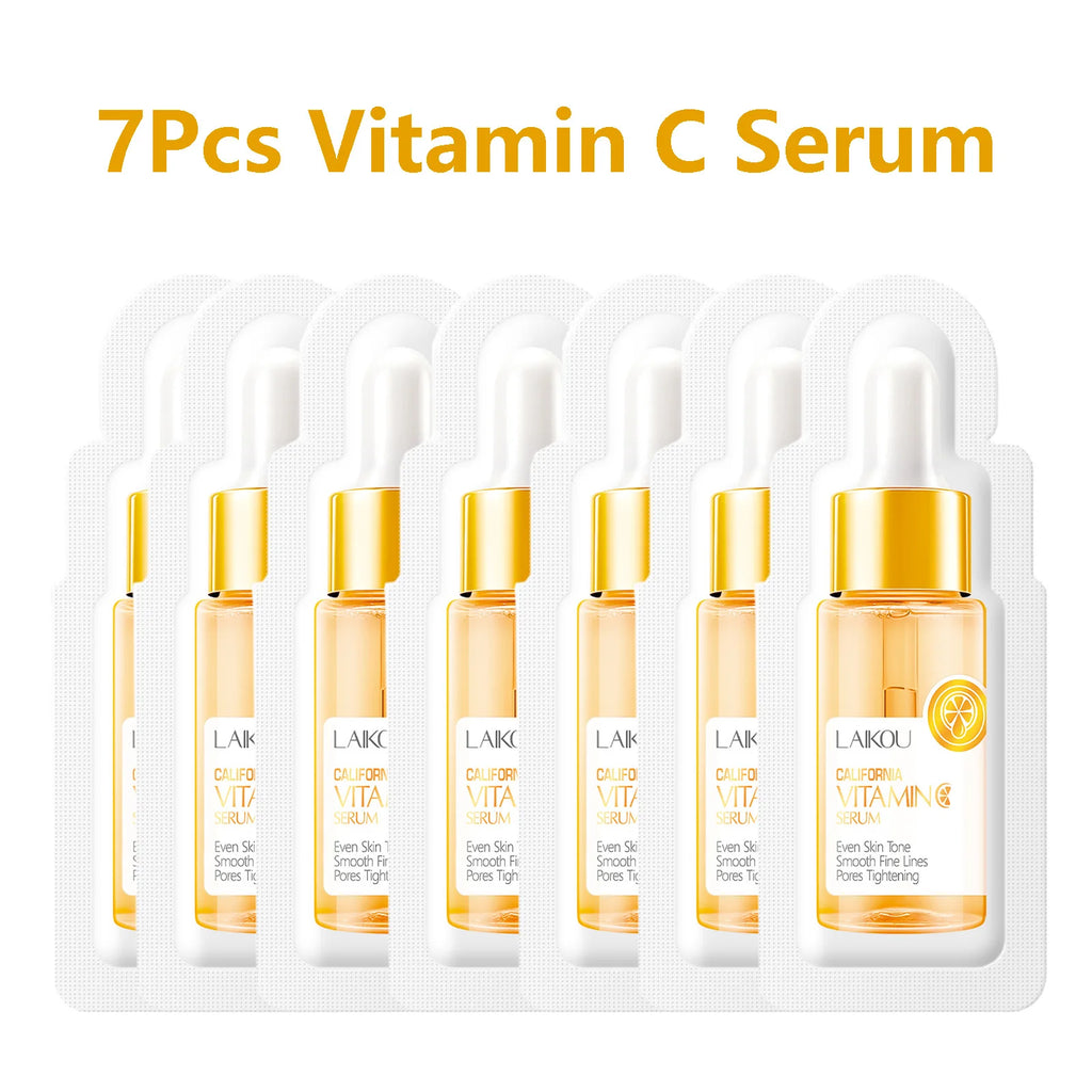 7pcs LAIKOU Vitamin C Deep Moisturizing Face Serum Nourishing Rejuvenation Skin Serum Shrink Pore