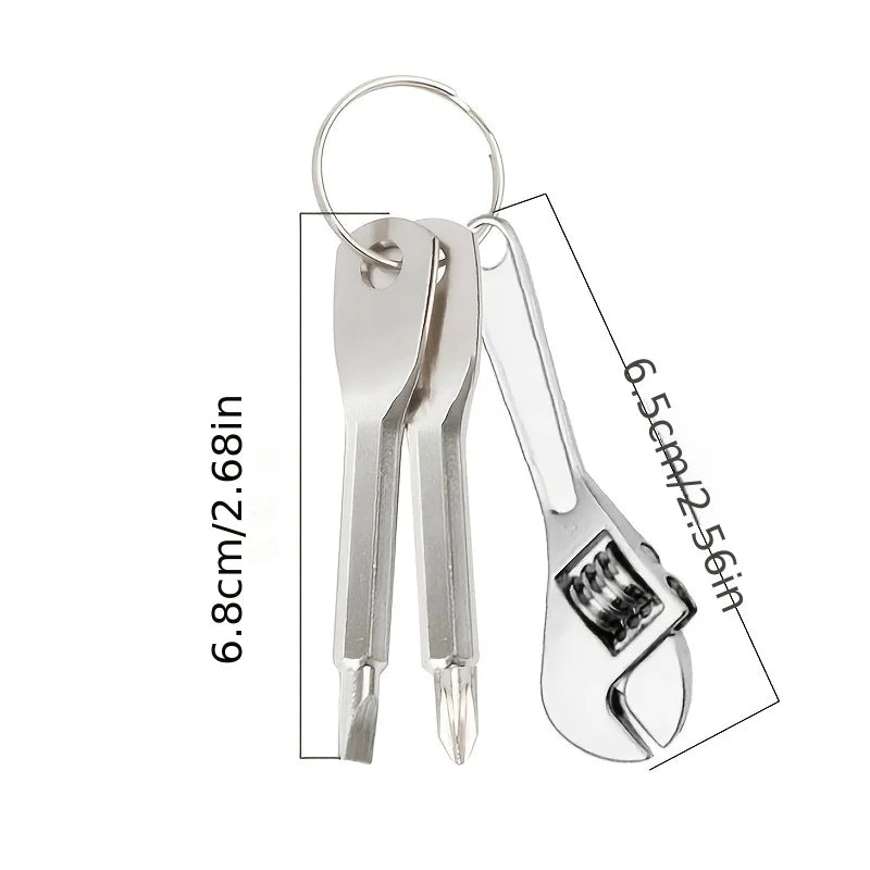 3-piece mini portable screwdriver set, multifunctional mini wrench keychain - suitable for bicycle