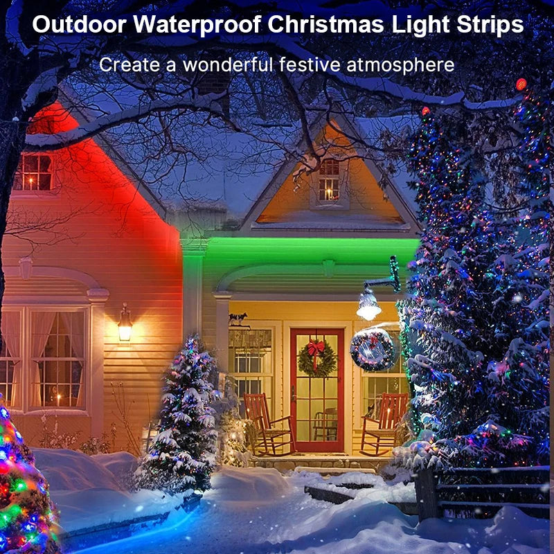 Outdoor Waterproof RGB-IC LED Strip Lights 24V Led Rope Lights Music Sync Color Changing Lights