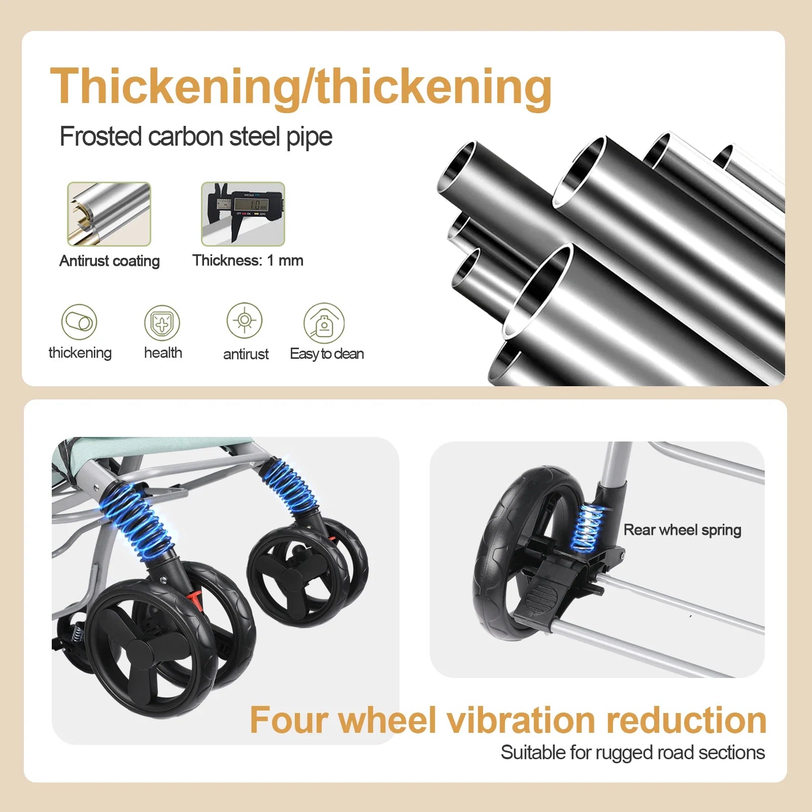 Foldable Cat Dog Stroller  Detachable  Easy Assembly Pet Travel Carrier W/Shock Absorption Folding Resistant