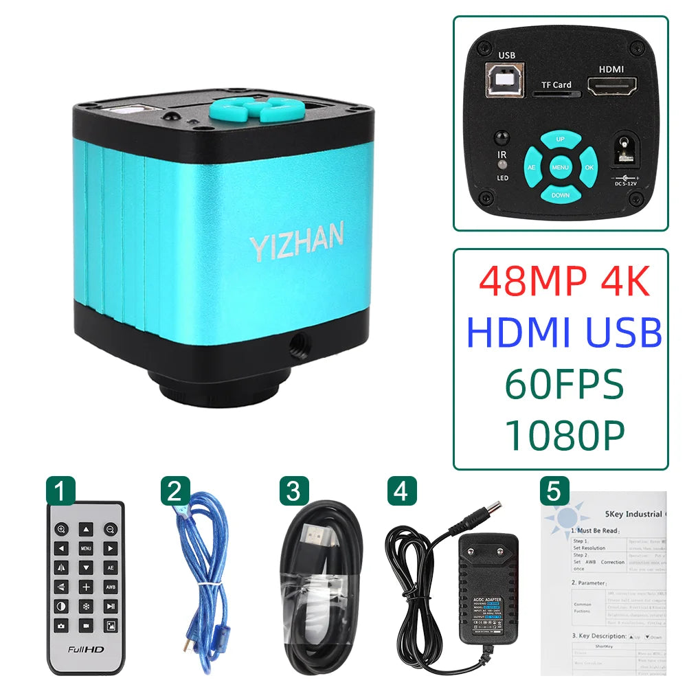 2K 4K Digital Industrial Electronic Video Microscope Camera 48MP 38MP Trinocular Cameras HDMI VGA