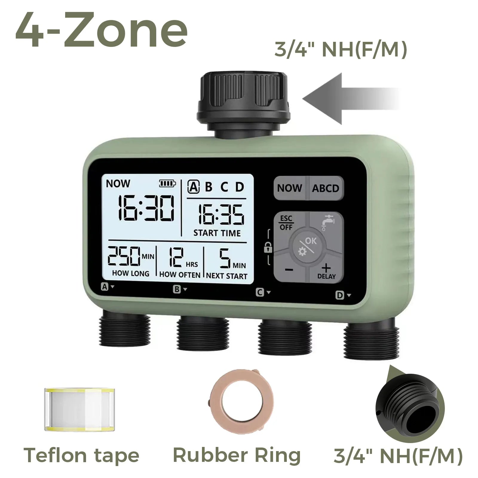 Diivoo Garden Water Timer 3 Zone Programmable Automatic Irrigation Timer with Rain Delay