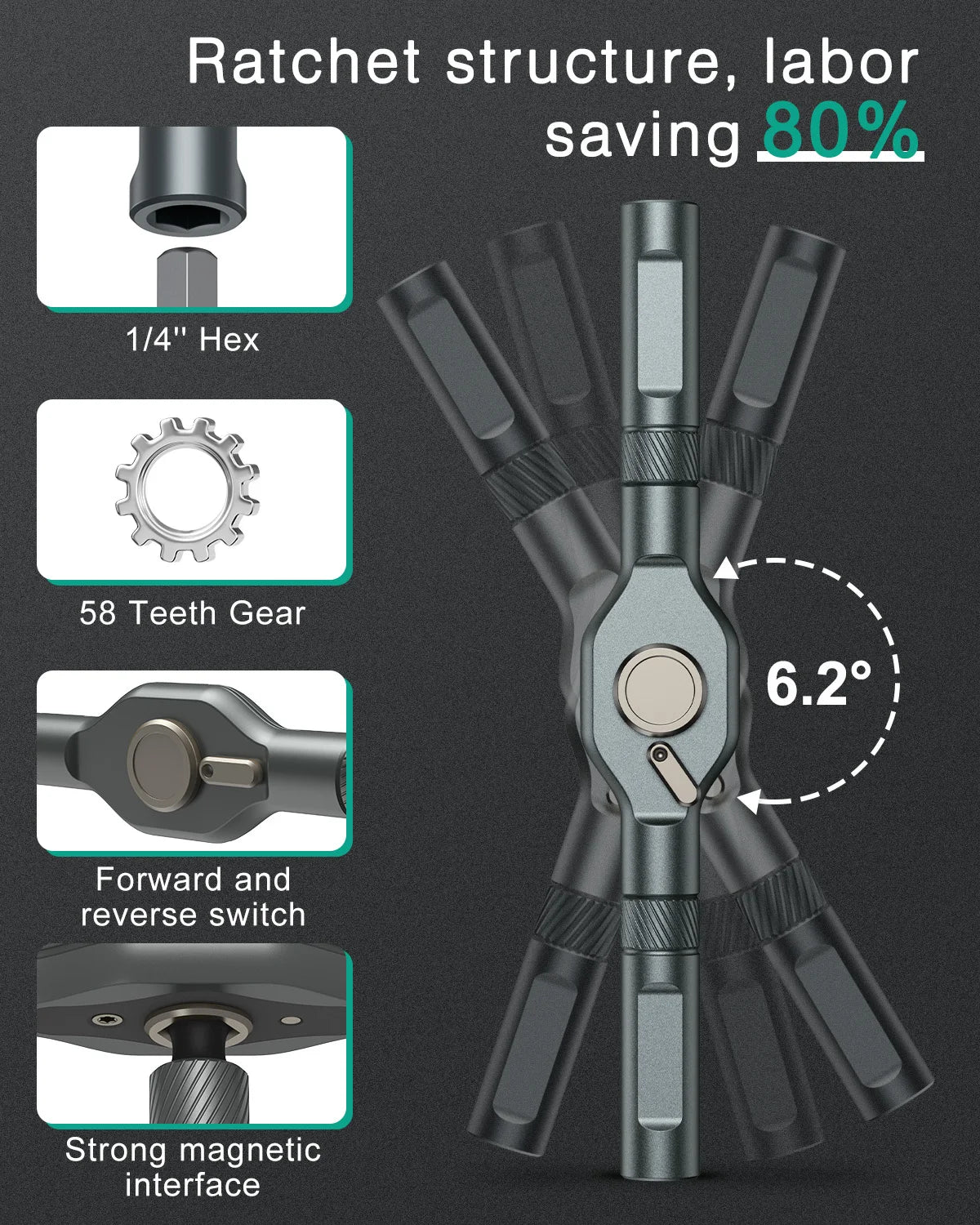 Magnetic Ratchet Screwdriver Set 12 in 1 Portable Mini Repair Tool Kit for Furniture Computer Bicycle