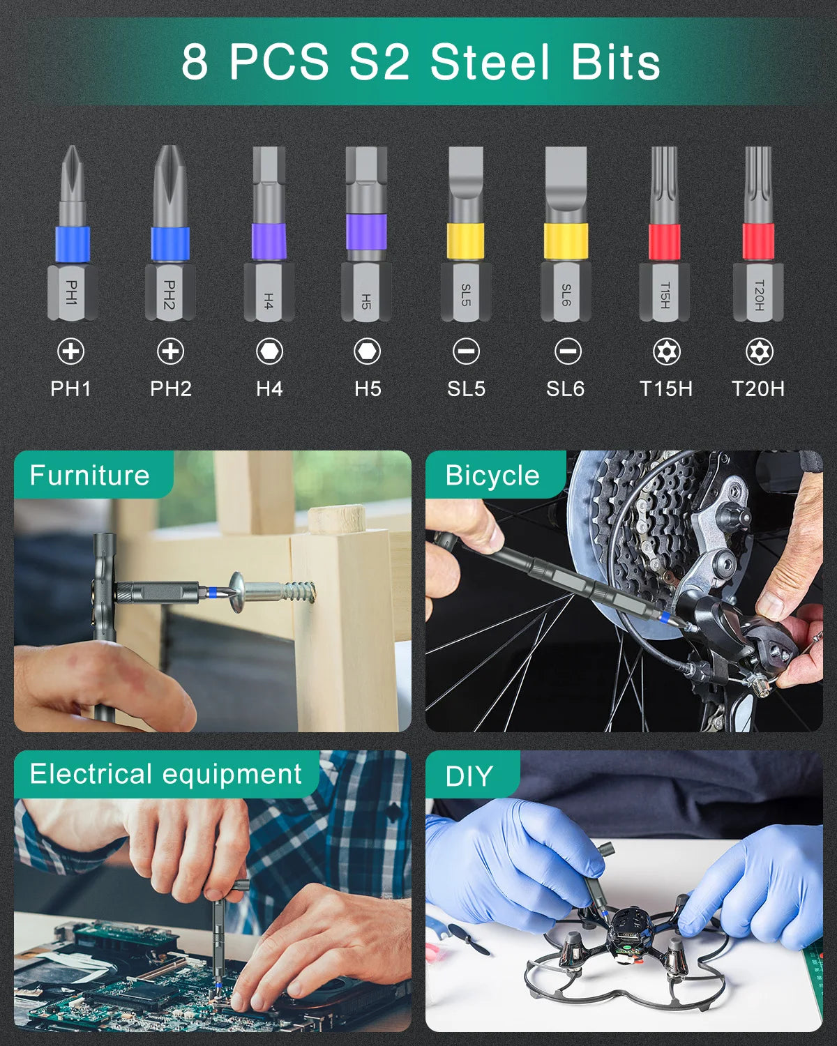 Magnetic Ratchet Screwdriver Set 12 in 1 Portable Mini Repair Tool Kit for Furniture Computer Bicycle